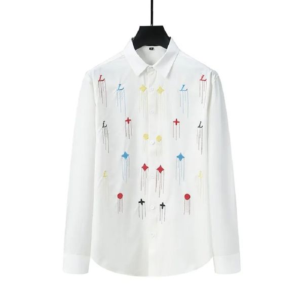 

tropical style shirt long sleeve business casual shirt letter print shirt designer casual shirt brand fashion print menswear -3xl, White;black