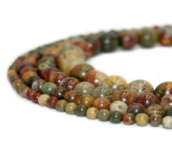 

natural stone beads round picasso gemstone loose beads for women diy jewelry making 1 strand 4 6 8 10mm79743202586275, Black