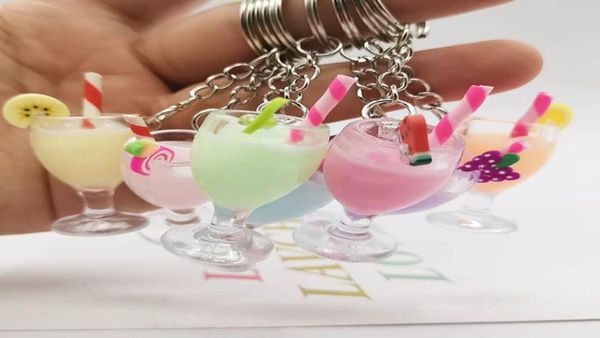 

creative resin fruit drink cup keychain pendant simulation juice cup bag ornament gift whole6790688, Silver