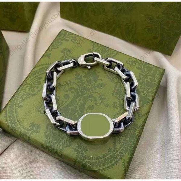 

designer stainless steel punk bracelet cuff bangle men women double letter hand jewelry cuban link chain hip-hop, Golden;silver