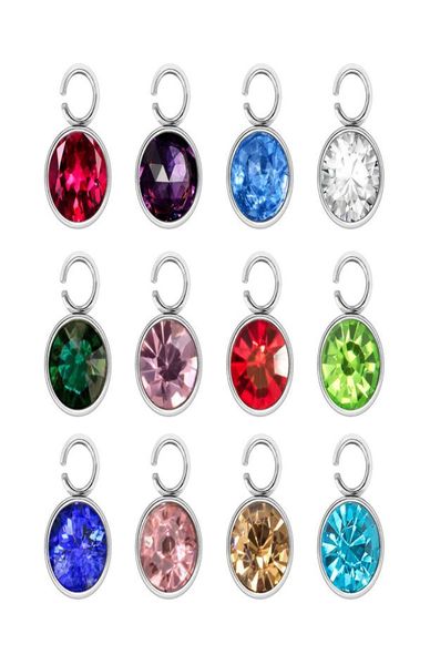 

birthstone charms pendant 12 colors rhinestone stainless steel for handamde diy necklace bracelet jewelry making whole3832568, Bronze;silver