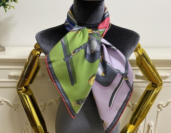 

women039s square scarves good quality 100 twill silk material pint letter pattern size 90cm 90cm1743114, Blue;gray