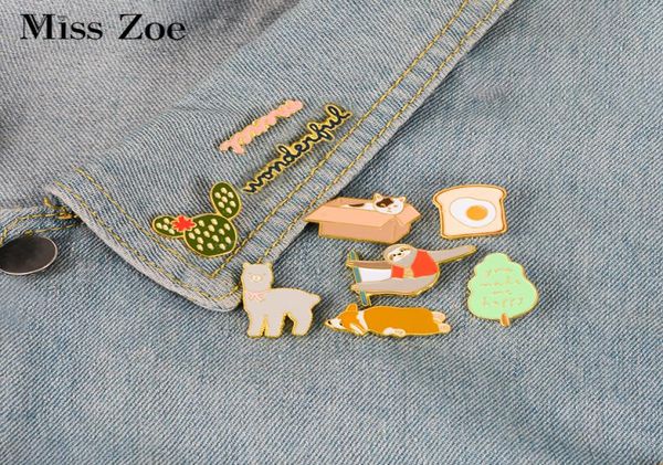 

corgi sloth alpaca cat enamel pin toast cactus tree merci badge brooch lapel pin denim jeans shirt bag cartoon jewelry gift3544356, Gray