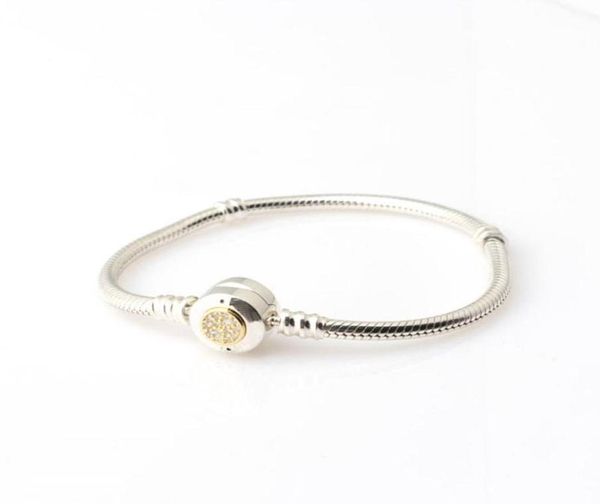 

14k yellow gold plated classic bracelets logo original box for 925 silver 3mm chain bracelet for women1041164, Golden;silver