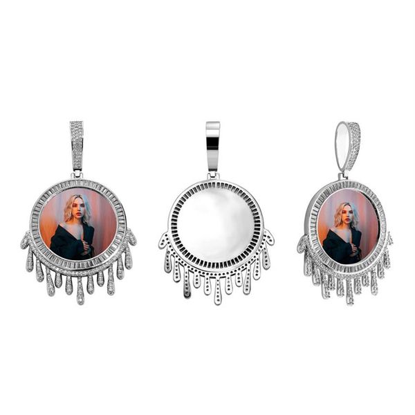 

custom po necklace for men picture memory medallion pendant solid back charms hip hop fashion jewelry299w, Silver