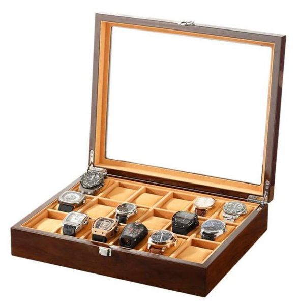 

watch boxes cases 18 slots box wooden wrist men storage clockwatch display case convenient jewelry organizer9287020, Black;blue