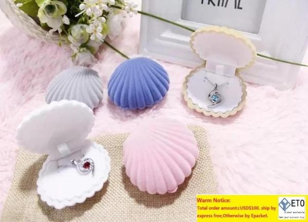 

velvet shell shape jewelry boxes for pendant necklaces women luxury wedding engagement gift case packaging display84761621204920, Black;white