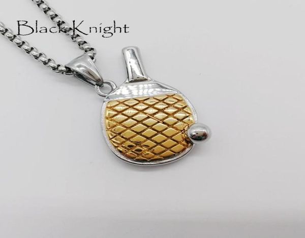 

pendant necklaces black knight 2 tone table tennis bat necklace men fashion stainless steel gym pingpong jewelry blkn06628460401, Silver