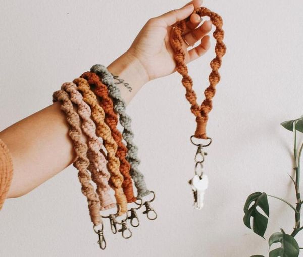 

boho bag accessories macrame wristlet keychains wrist lanyard strap keyring bracelet assorted color macrames braided key4918408, Silver