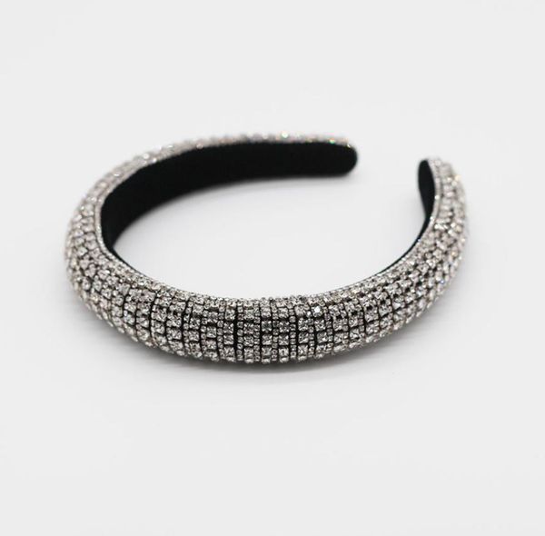 

whole baroque full crystal headbands hair bands for women lady shiny padded diamond headband hair hoop fashion party jewelry a7025783, Silver