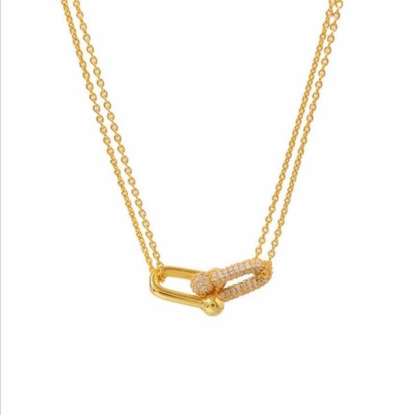 

new design brand heart u type t love necklace with crystal for women stainless steel accessories zircon silver color gold rose jew2721