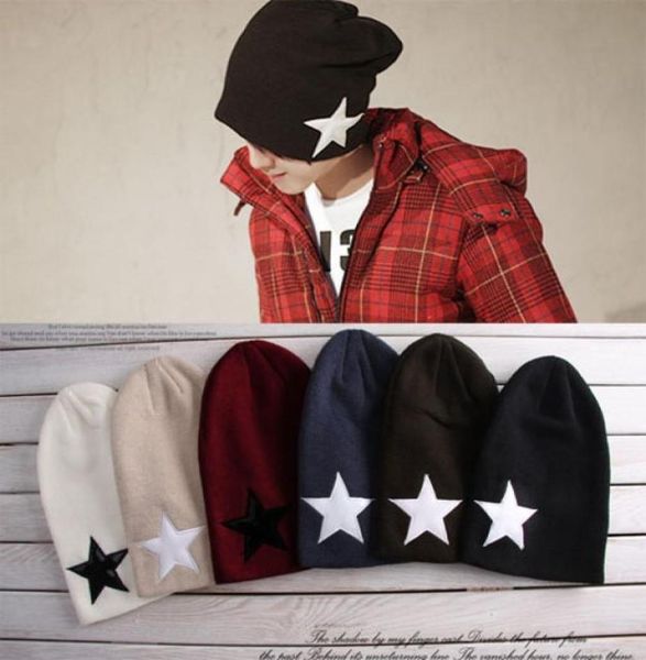 

new autumn winter hats fivepointed star wool knit hiphop hat cap beanies for men women lovers 9373879, Blue;gray