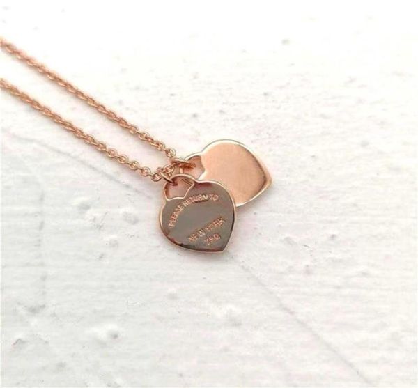 

luxury designer sterling silver necklace twoheart pendant women039s fashion jewelry quality 21062158185625636469