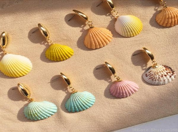 

handmade colorful shell dangle earrings bohemian gold irregular seashell conch earring for women girl lady summer beach holiday je1574859, Silver