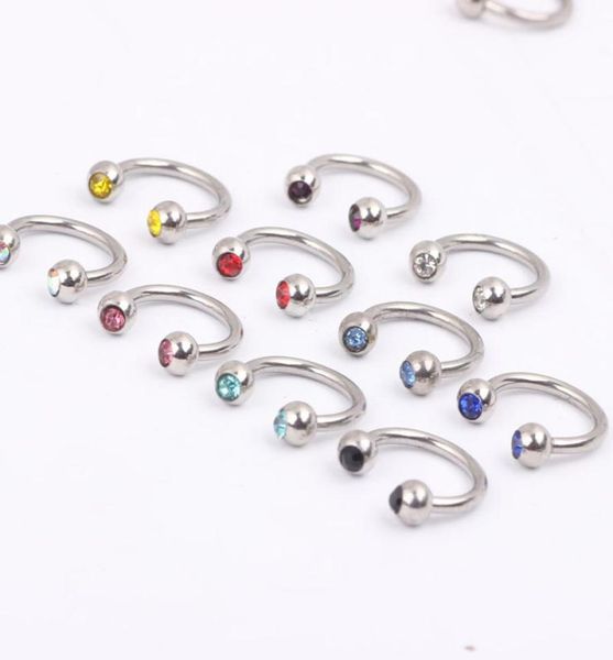 

nose jewelry n05 100pcslot mix 8 colors 16g ball circulars horseshoes eyebrow nose rings body piercing jewelry whole2795748, Silver