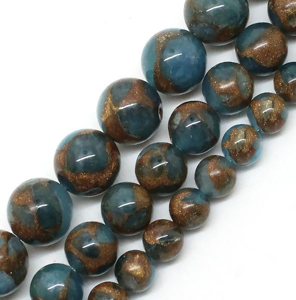 

8mm natural lake blue cloisonne stone round loose beads for jewelry making 6 8 10 mm pick size 15inches diy necklace4537165, Black