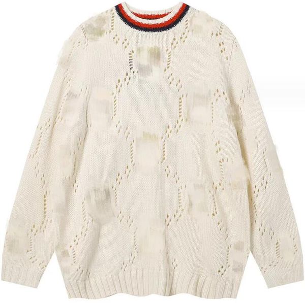 

women's sweaters 2023 autumn/winter new printed round neck women's knitwear luxury brand men's and women's sweater coat, White;black