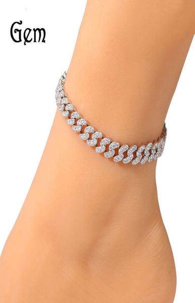 

fashion ins summer zircon cuba anklet women039s new versatile jewelry7178541, Golden;silver
