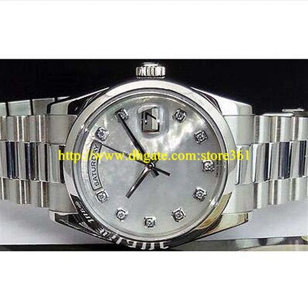 

store361 new arrive watches new 36mm platinum president mop diamond dial - 118206308r, Slivery;brown