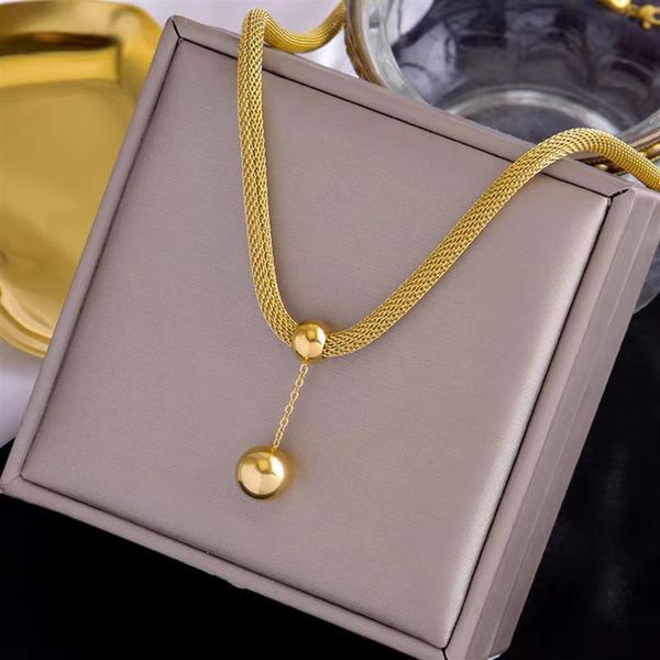

gold necklace ball custom personalized clavicle titanium steel chain diamond jewlery designer jewerly fashion jewelry layered wome2429, Silver