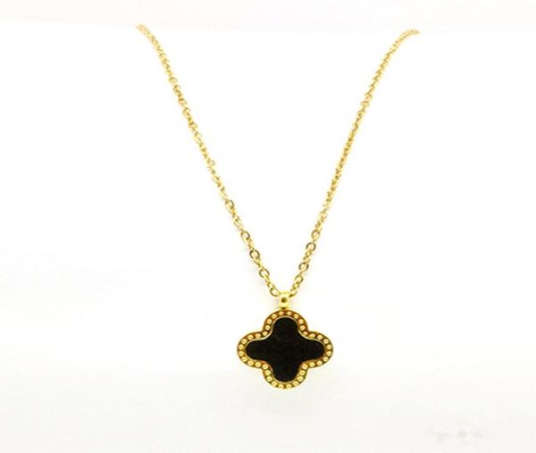 

new fashion 18k gold double side four leaf clover pendant necklace for women gift5003796, Silver