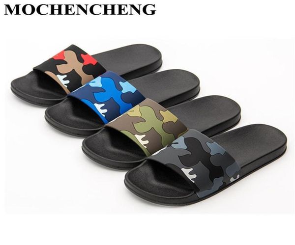 

new slippers men shoes flat home slippers camouflage soft antiskid design stylish indoor bathroom beach sandals8151304, Black