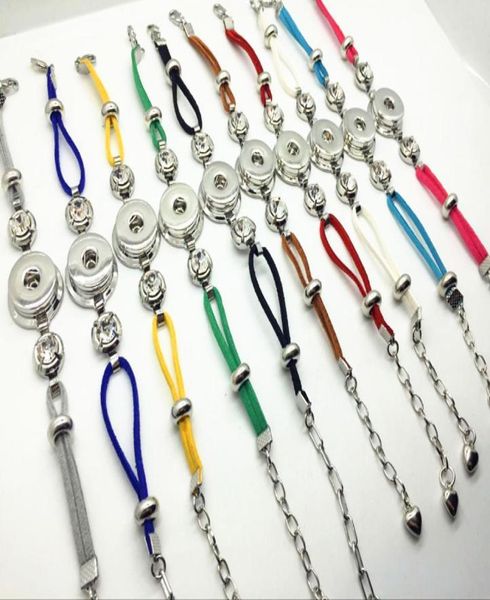 

women fashion 10pcs lots multicolor snap leather bracelet ginger snaps jewelry fit for 18mm snaps charm9339423, Golden;silver