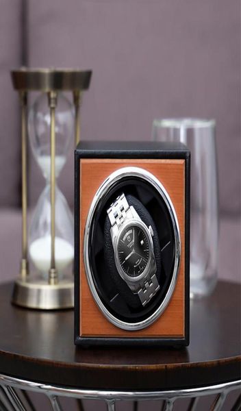 

watch boxes cases 10 single imitation pu leather grain automatic winder box motor mover rotator winding battery watchwinder rem6814944, Black;blue