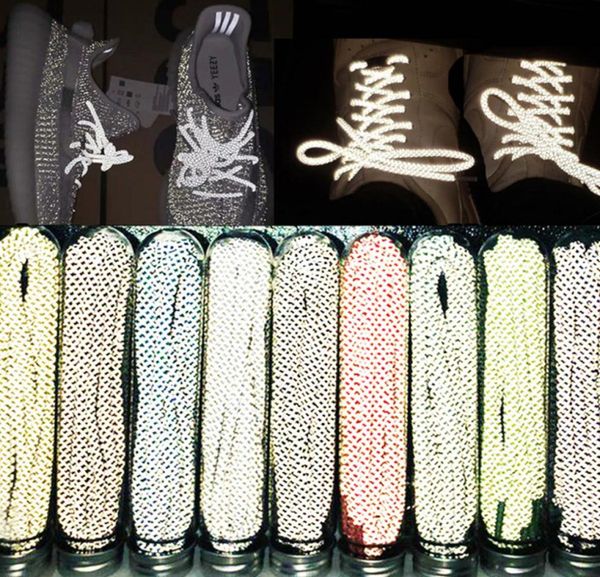 

1 pair 120cm round reflective runner shoes laces safety luminous glowing shoelaces sport basketball canvas with case1269085, White;pink