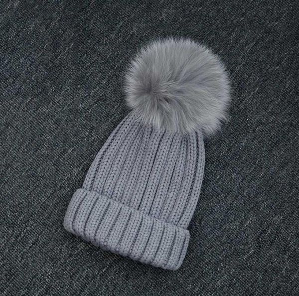 

winter warm grey fur pom pom hat women knitted hats for women beanies balls1804357, Blue;gray