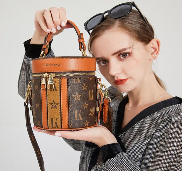 

original 2022 stylish round bucket bag womens bag portable retro crossbody cylinder bag small hand cosmetic7198124