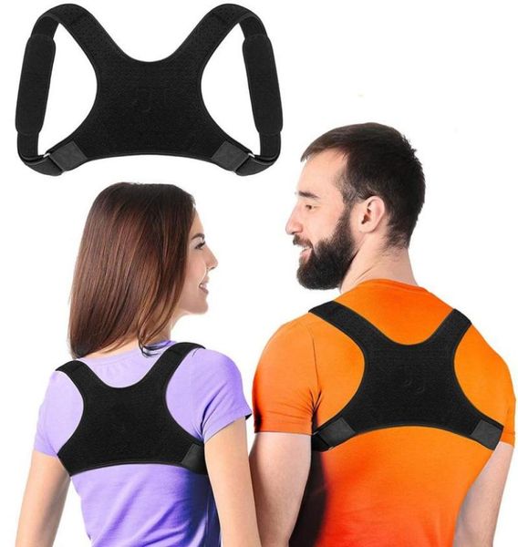 

xshape adjustable posture corrector clavicle back brace shoulder support brace straightener belt for men women8325870, Black;blue