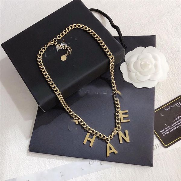 

23ss fashionable 18k gold plated stainless steel necklaces chain choker letter pendant statement fashion womens necklace wedding p284u, Silver