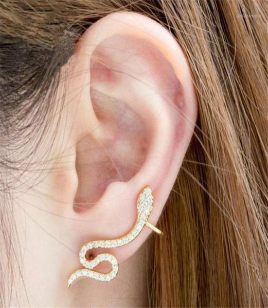 

stud rose gold cz ear jacket earrings for women reptile jewelry animal crystal dainty boucle d'oreille femme 202117852827, Golden;silver
