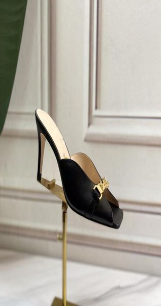 

classic high heeled sandals coarse heel leather suede woman shoes metal buckle for parties occupation sandals size34429554730, Black