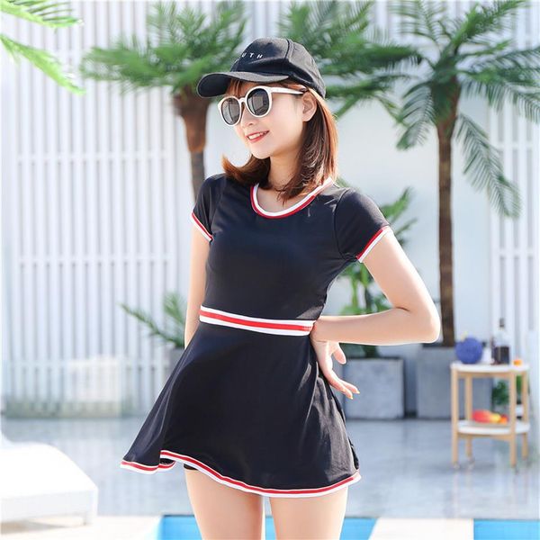 

2023 new one piece swimsuit female flat angle slim students pure color swimsuit whole spring swimsuit251i
