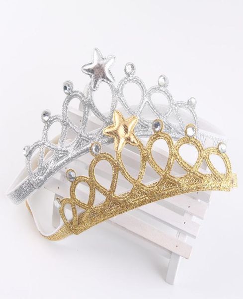 

girls crown headband princess tiaras crown gold silver headband elastic birthday gift pography props infant baby headband3949508, Slivery;white