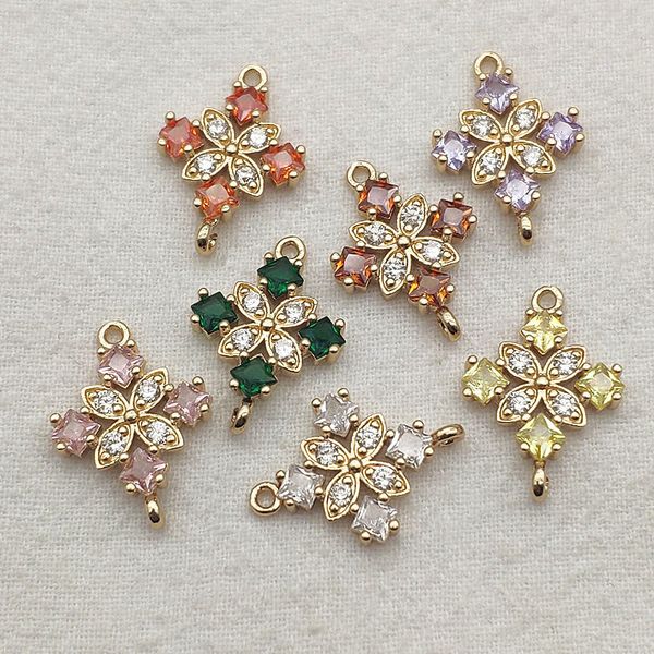 

charms arrival 20x14mm 50pcs cubic zirconia charm flower connector for handmade necklace/earrings diy parts jewelry accessories 230907, Bronze;silver
