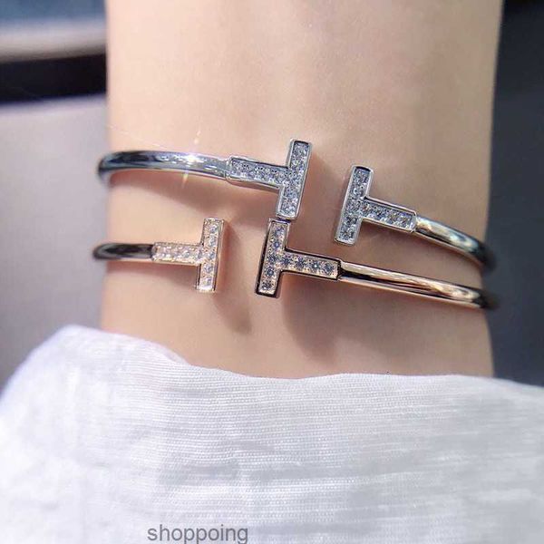 

korean version double t letter opening micro diamond bracelet unique design bracelets jewelry accessories xb068, White