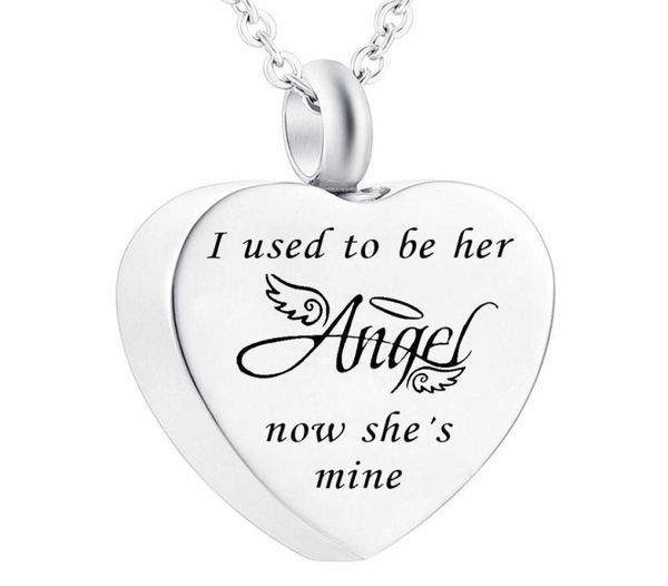 

urn necklace for ashes angel wing heart cremation memorial keepsake pendant necklace unique small jewelry with fill3242364, Silver