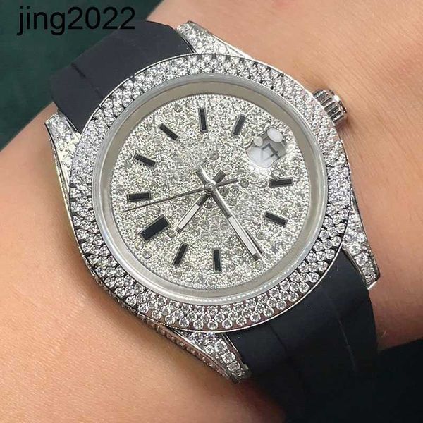 

luxury full mosonite diamond mechanical watch quartz movement waterproof case with 40mm waterproof women wristwatch luminous, Slivery;black