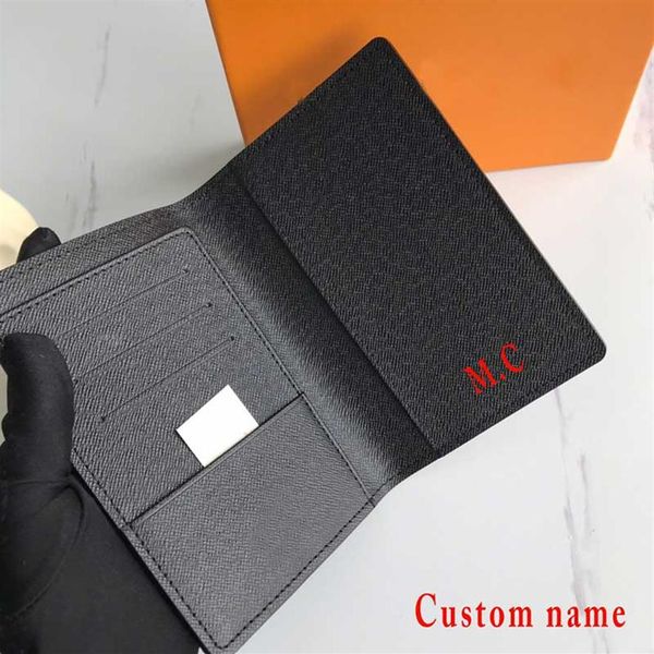 

men passport designer card holder women purse covers for passports custom name wallet canvas leather id business travel passcard p233f, Brown;gray