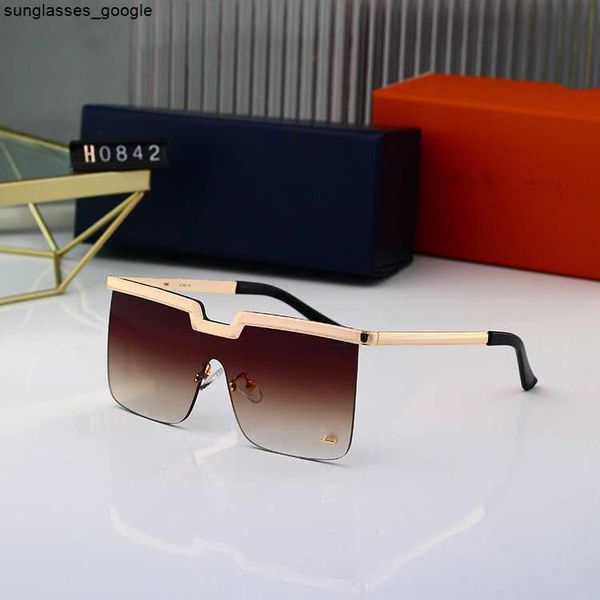 

fashion designer lou vut luxury cool sunglasses 2023 new square frameless one-piece mesh red glasses large frame fashionable, White;black