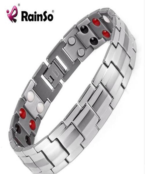 

rainso fashion jewelry healing fir magnetic titanium bio energy bracelet for men blood pressure accessory silver bracelets2478760, Golden;silver