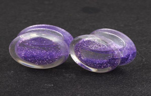 

ear plug tunnel f58 60pcs mix 616mm body jewelry glitter flesh tunnel liquid plug piercing gauge plug9204294, Silver