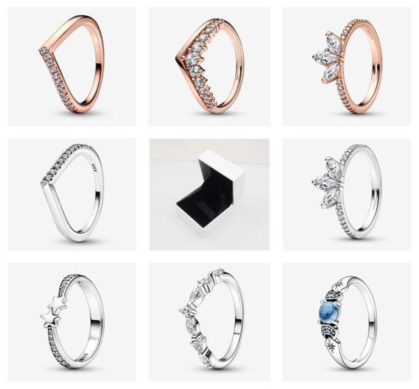 

designer rings women with original box s925 sterling silver for p princess wish birthday gift christmas cz diamond wedding b4172996, Slivery;golden