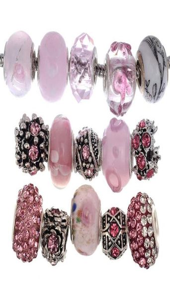 

tsunshine 15pcs murano lampwork charm glass beads tibetan crystal european bracelet mix assortment fit for diy4755191, Bronze;silver