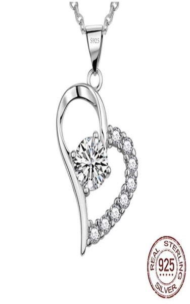 

heartshaped 925 sterling silver pendant necklaces for women 5a clear cubic zircon girl anniversary fine jewelry d12227657241209