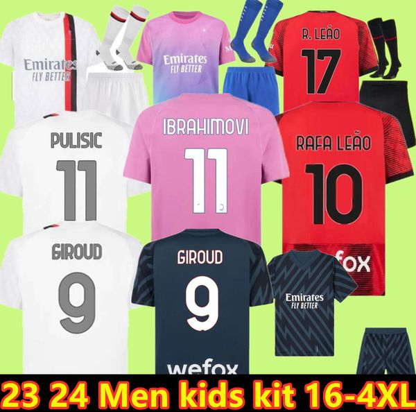 

ibrahimovic koche 22-23 fourth kit ac milans giroud r.leao bennacer theo romagnoli florenzi tonali rebic pulisic 2023 2024 football shirt ma, Black;yellow