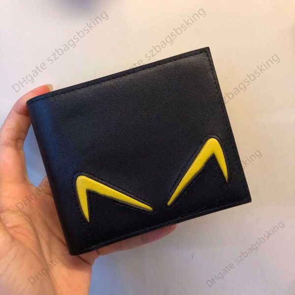 

classic men's wallet designer new folding short wallet high-quality black and yellow short card bag, Red;black